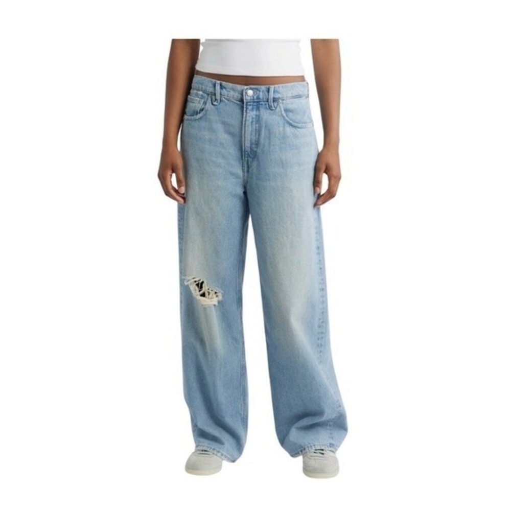 Good American Good Standard Baggy Jeans Indigo Blue Light Wash Denim 15
